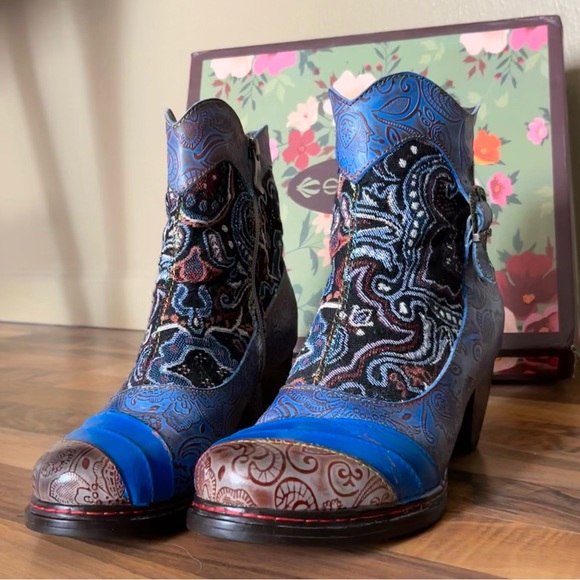 Socofy Shoes Socofy Leather Embroidered Ankle Boots Poshmark